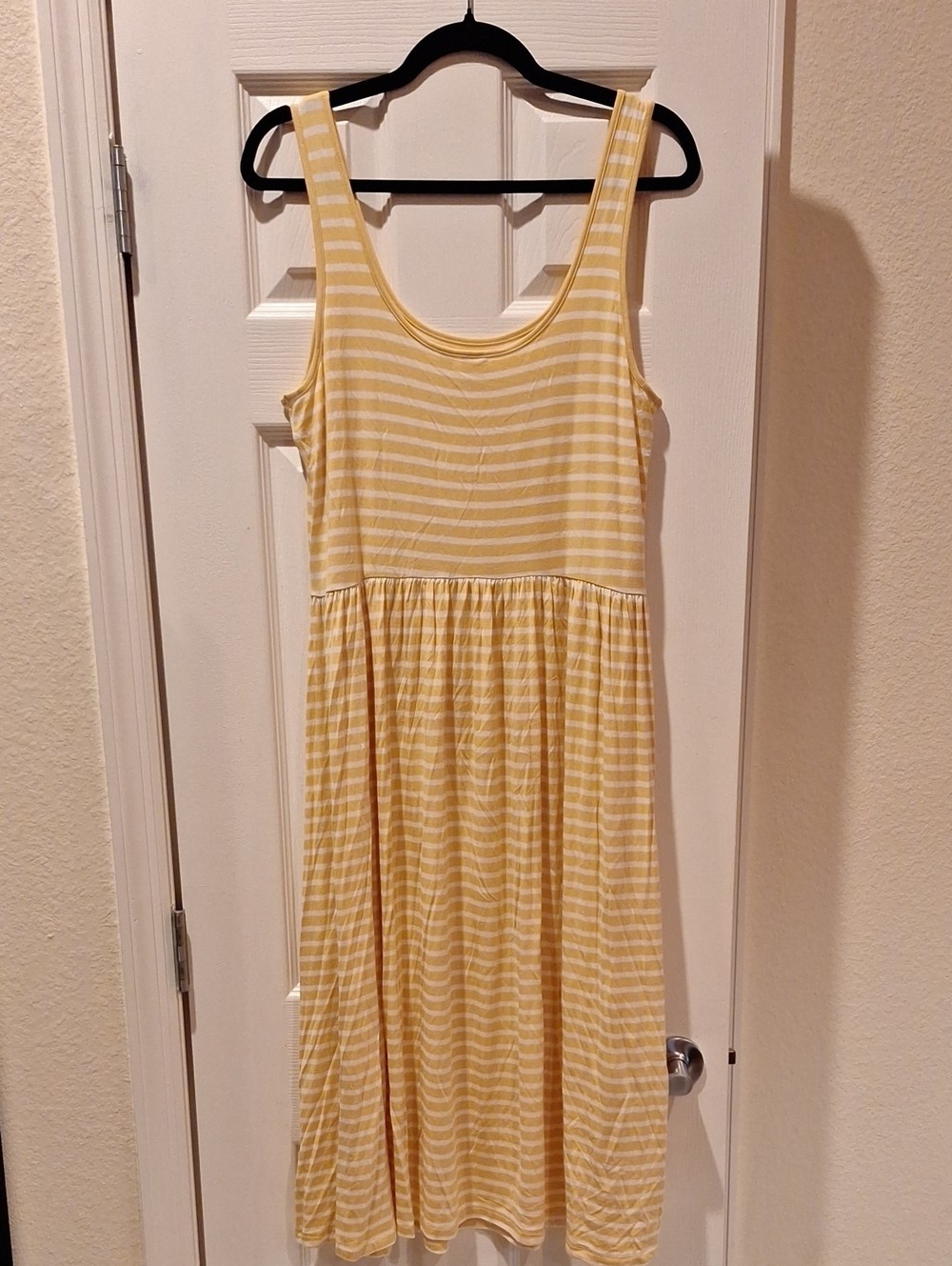 GAP Factory – Sleeveless Yellow and White Striped Midi Dress – Large NWT