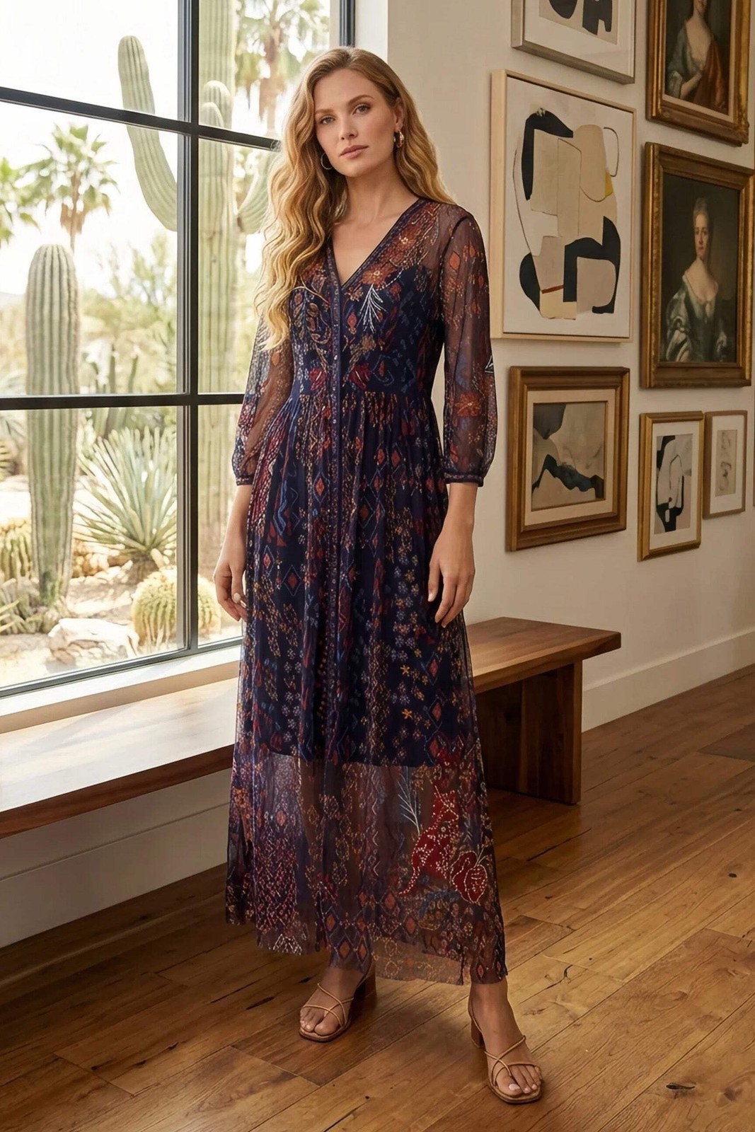 Johnny Was Theia Mesh Maxi Dress C34325-8