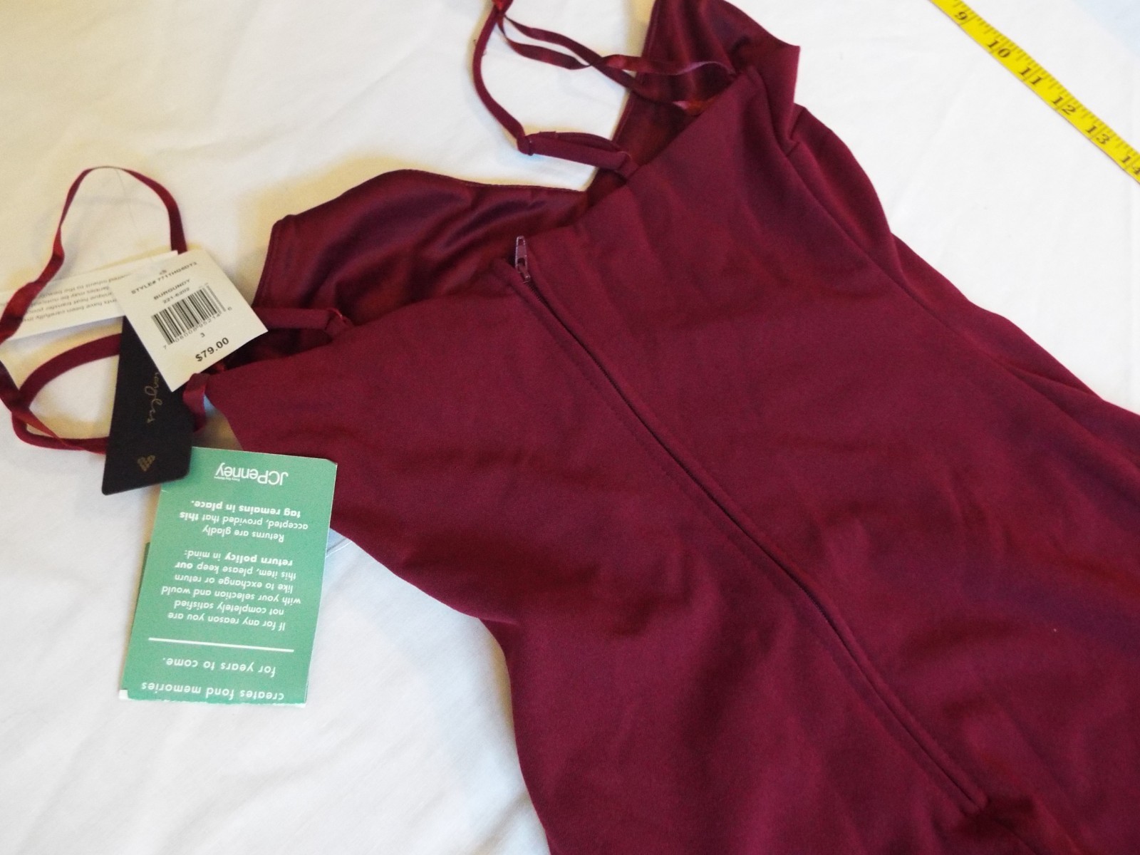 David’s Bridal Burgundy Mesh Maxi Gown Dress Ruched V-Neck Sleeveless Size 3 NWT