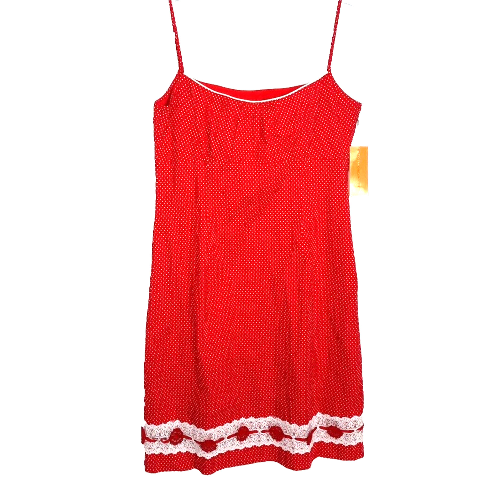 Cynthia Steffe Babydoll Polka Dot 3D Flower Lace Mini Dress Size 12 Red Coquette
