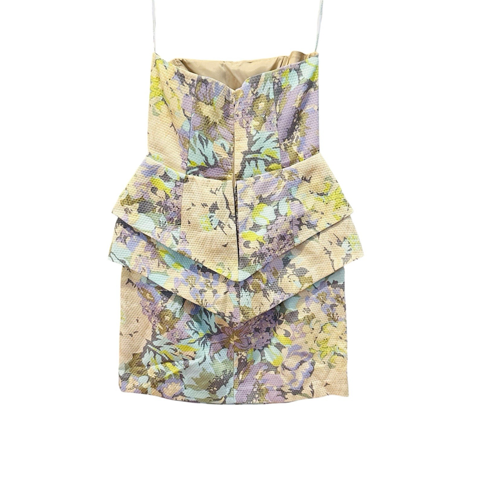 Zimmermann Strapless Peplum Dress Size AU/UK 1 US 00 Mini Pastel Floral Silk