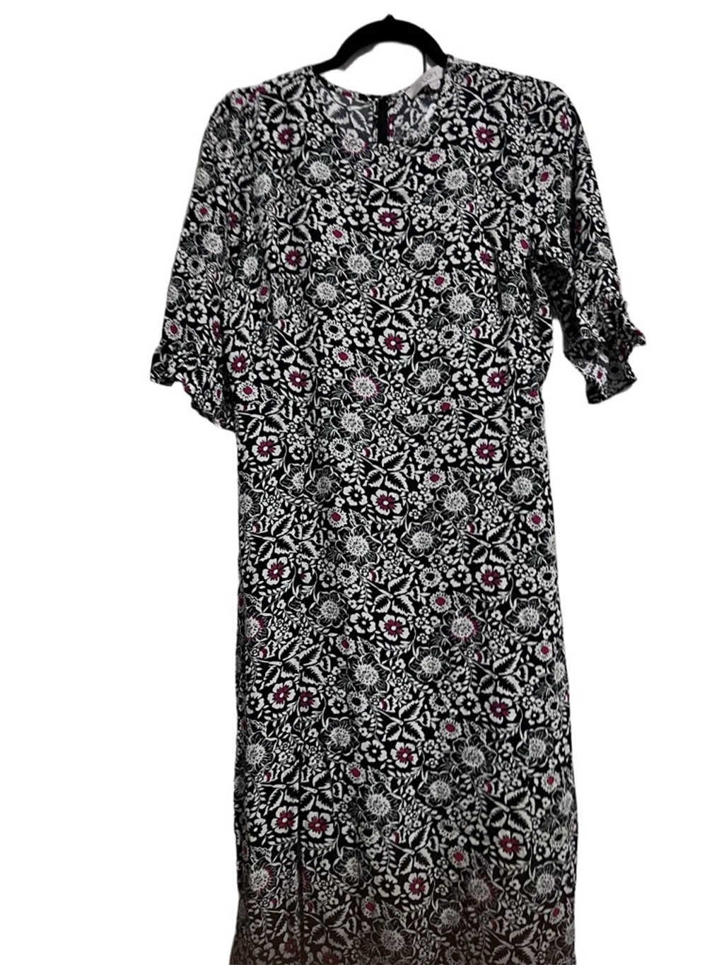 EUC Women’s LOFT Black White Floral Midi Dress 6P