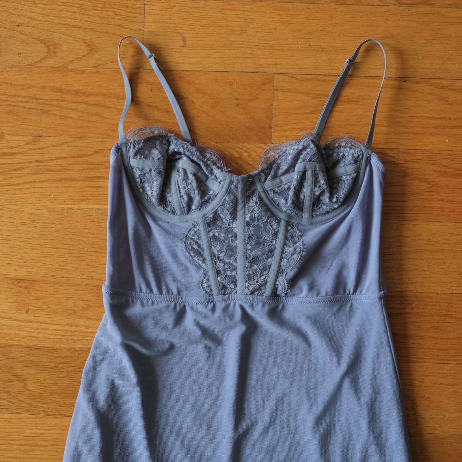 Urban Outfitters Light Before Dark Mini Dress Womens Blue Corset Lace Small NEW
