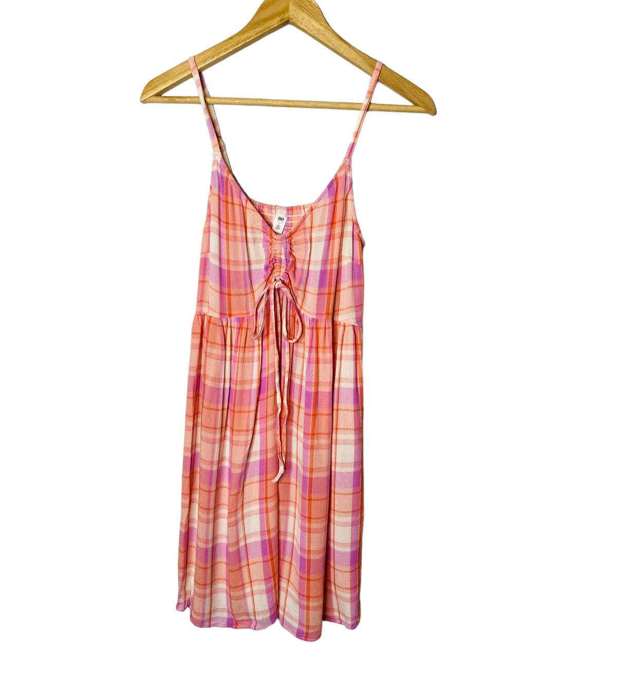 BP Pink Plaid Strappy Summer Preppy Mini Dress Women’s Small