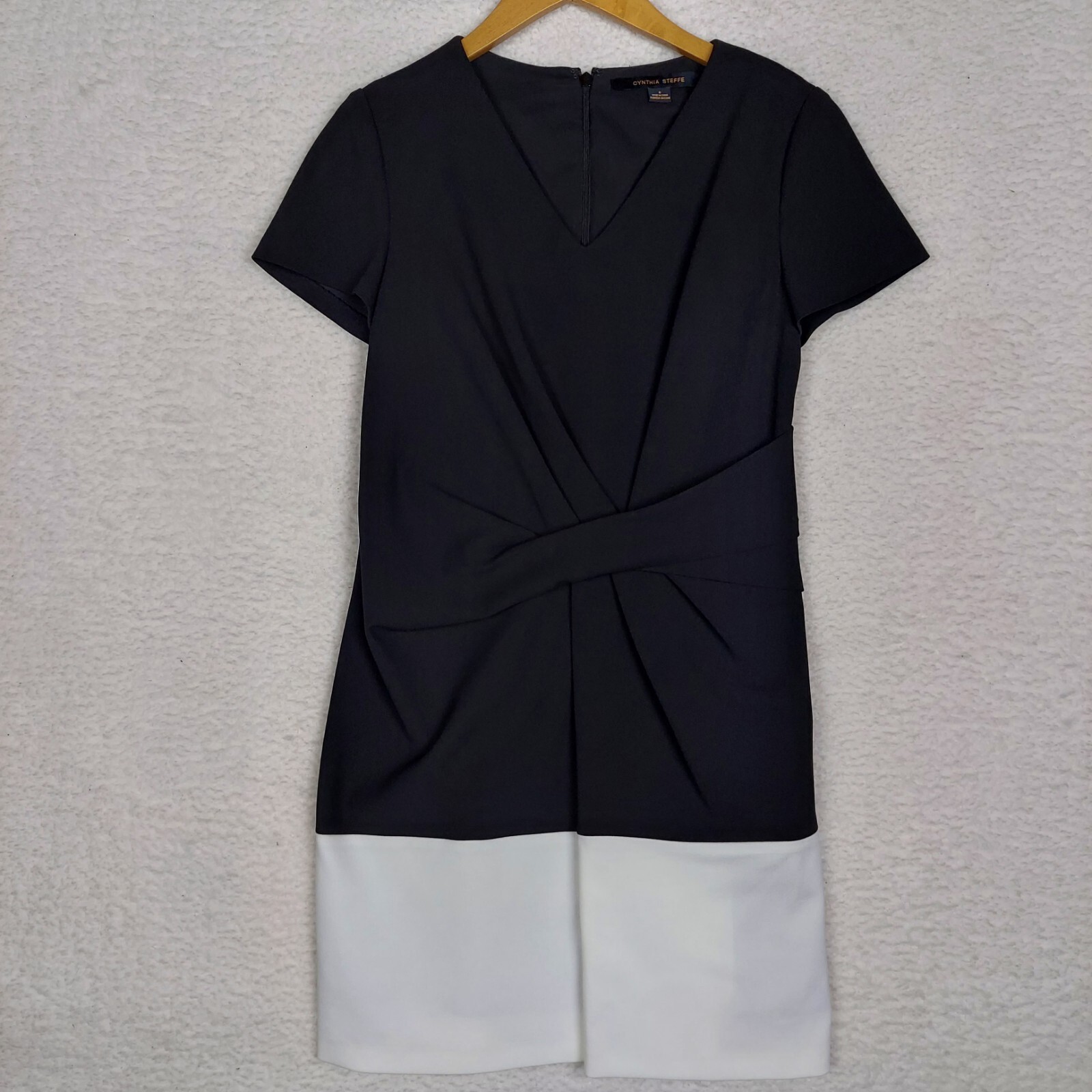 Cynthia Steffe Aline Dress Womens 6 Short Black White Colorblock Career Office