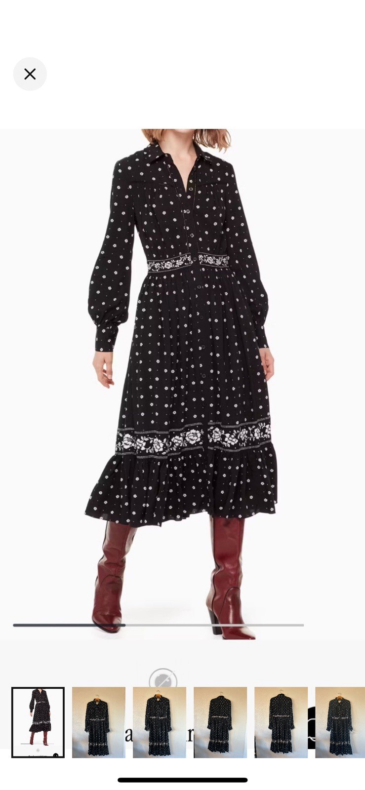 Kate Spade Bandana Shirt Midi Dress Long Sleeve Size 4