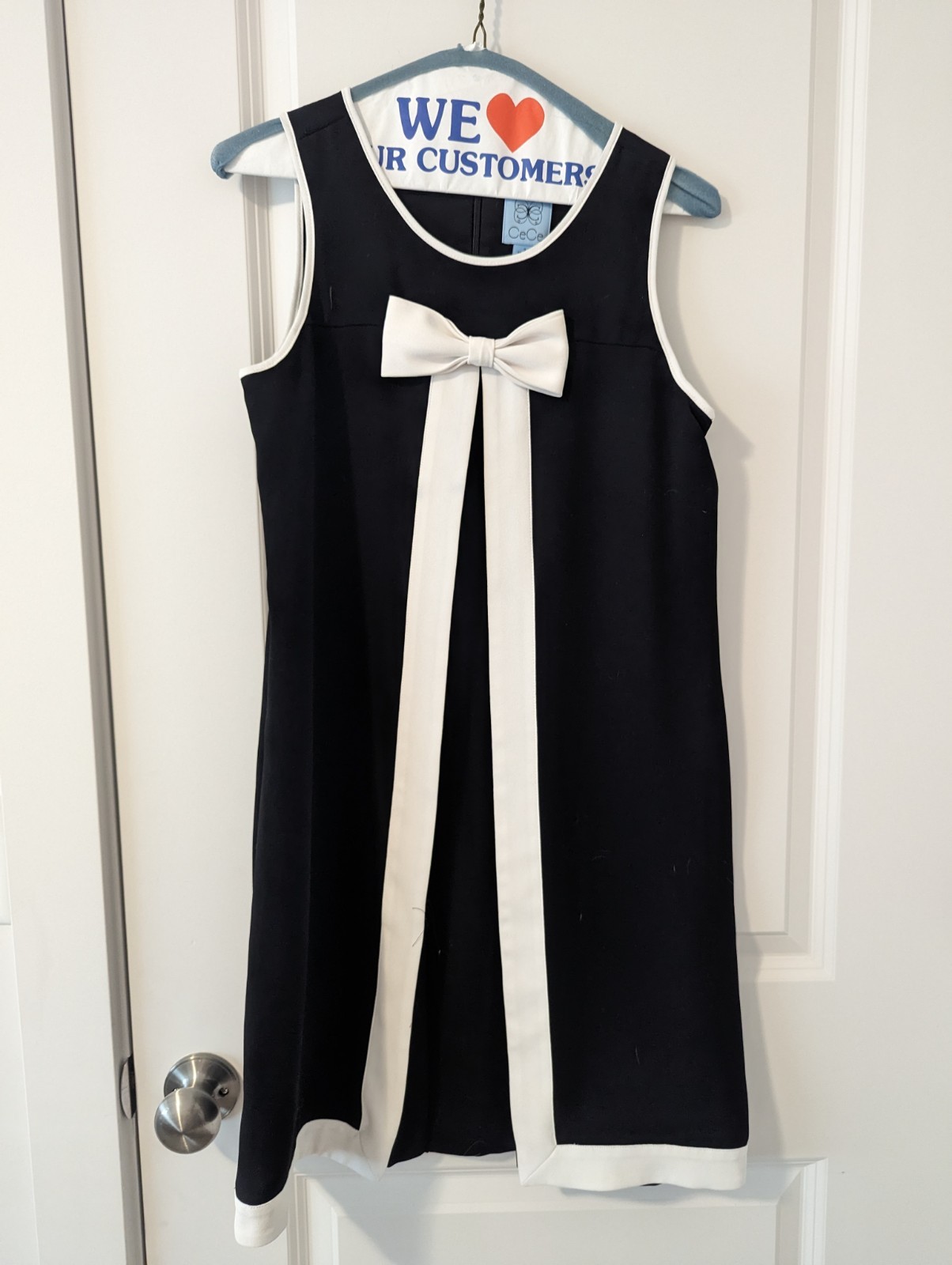 Cece Black White Bow Mini Dress Womens US 2
