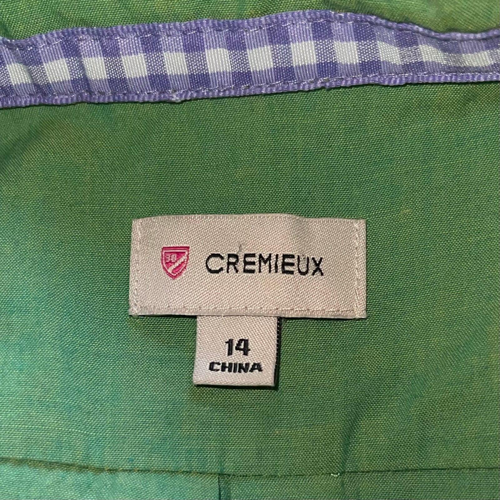 Cremieux Shirt Dress 14 Button Up Green Preppy A-Line Lightweight Pockets