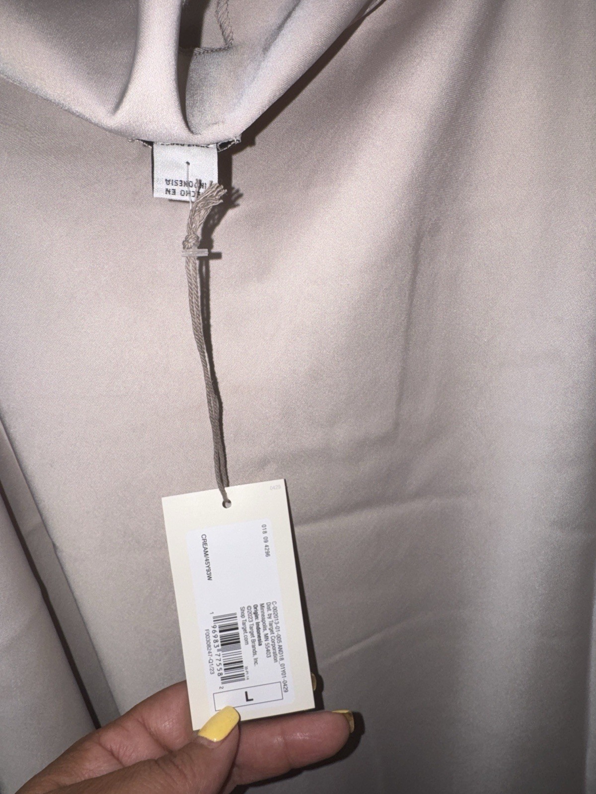 A New Day Cream Satin Slip Dress V-Neck Adjustable Straps Mini Size L