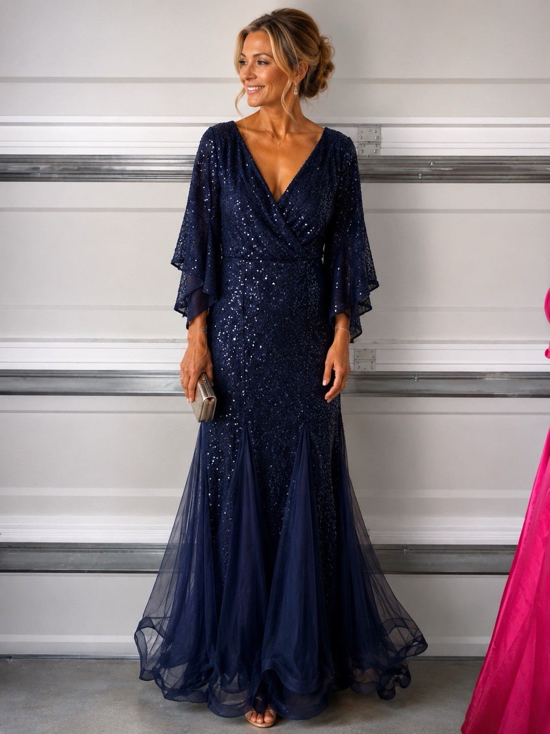 Navy Blue Sequined mermaid Dress