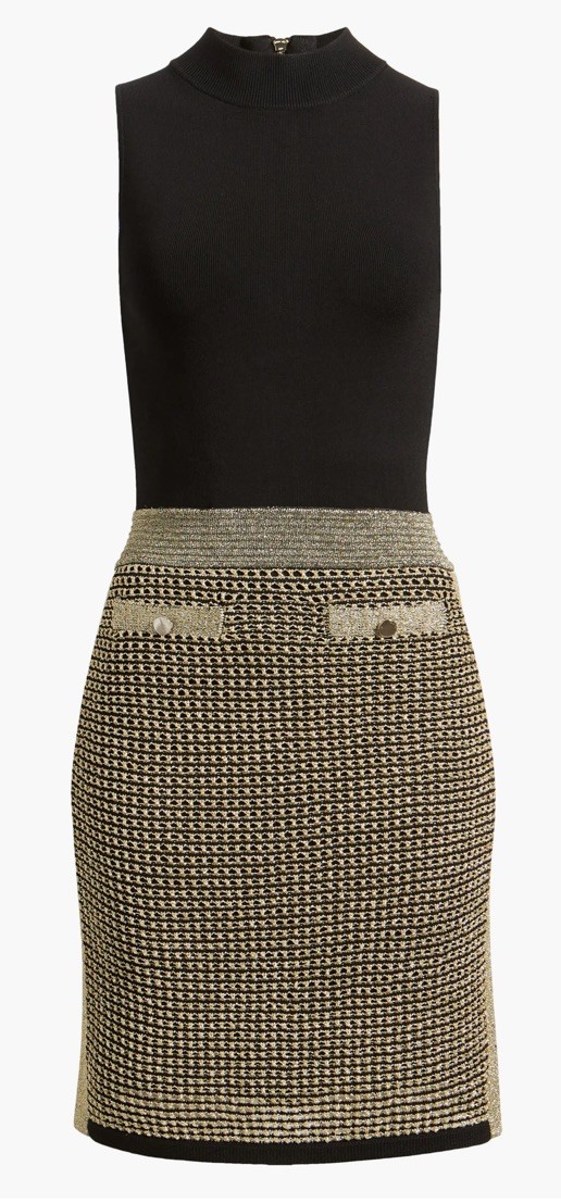 Ted Baker Women’s Black/Gold Sanriia Knit Mini Dress Size 3