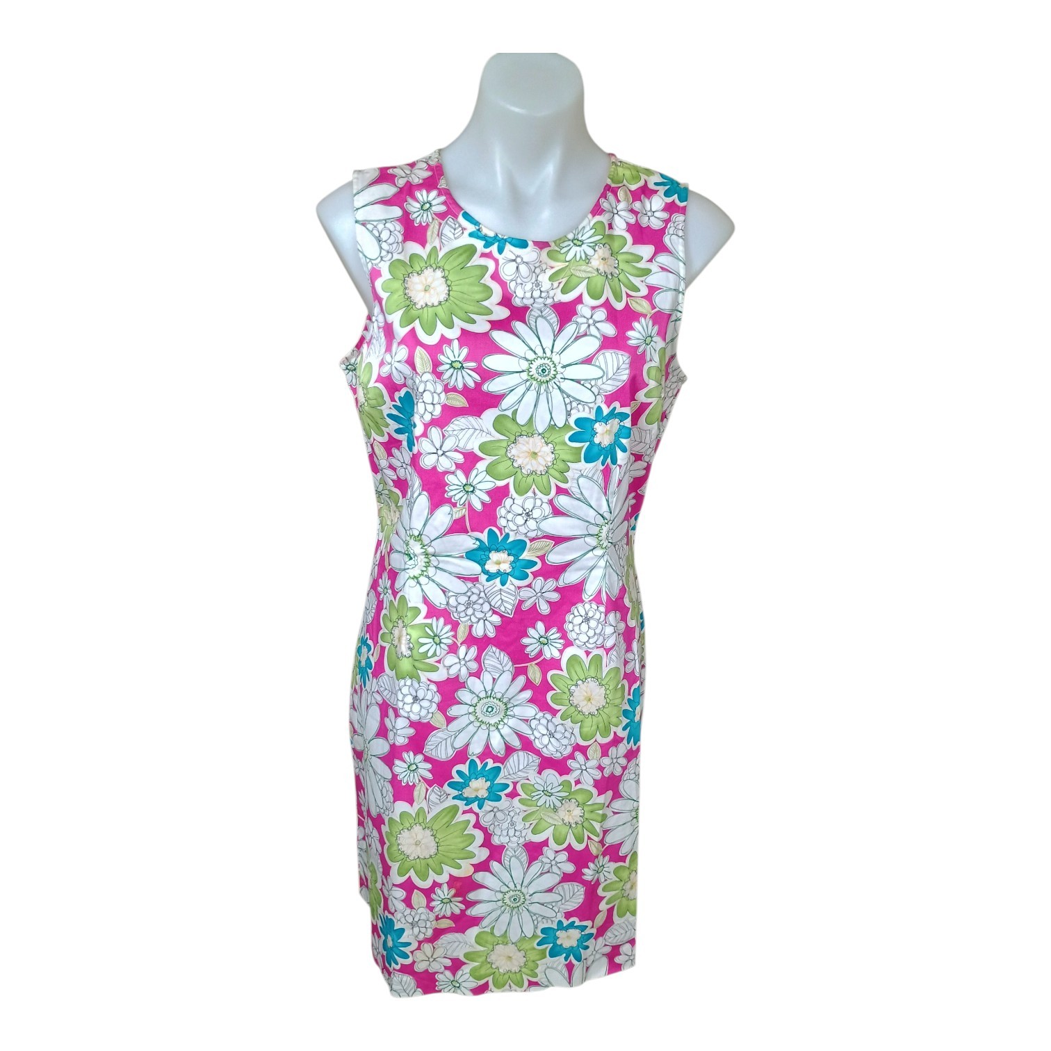 Chadwicks Women’s 12 Spring Floral Bright Stretch Cotton Blend Knee Length Dress