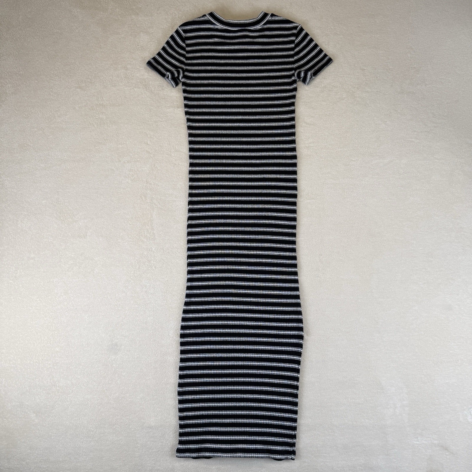 Forever 21 Midi Dress Size S Striped Stretchy Knit Bodycon Short Sleeves