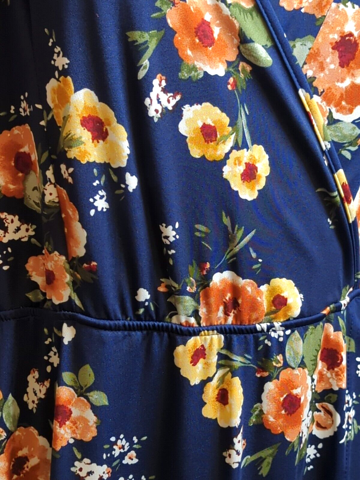Navy Floral V-Neck Sleeveless Faux Wrap Maxi Dress Womens Sz 2XL Nine. Eight NY