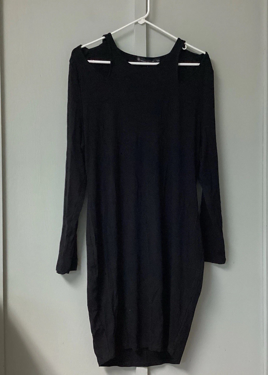 Fashion To Figure Women’s Plus Size 2 Dress Cut Out Long Sleeve Black Rib New