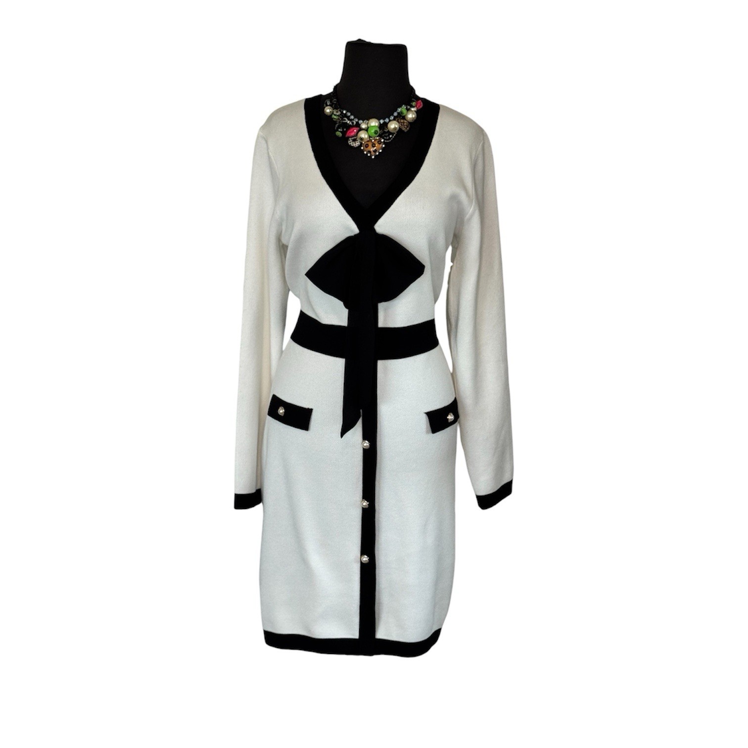 Taylor white and black preppy dress Size XL Women Summer Work