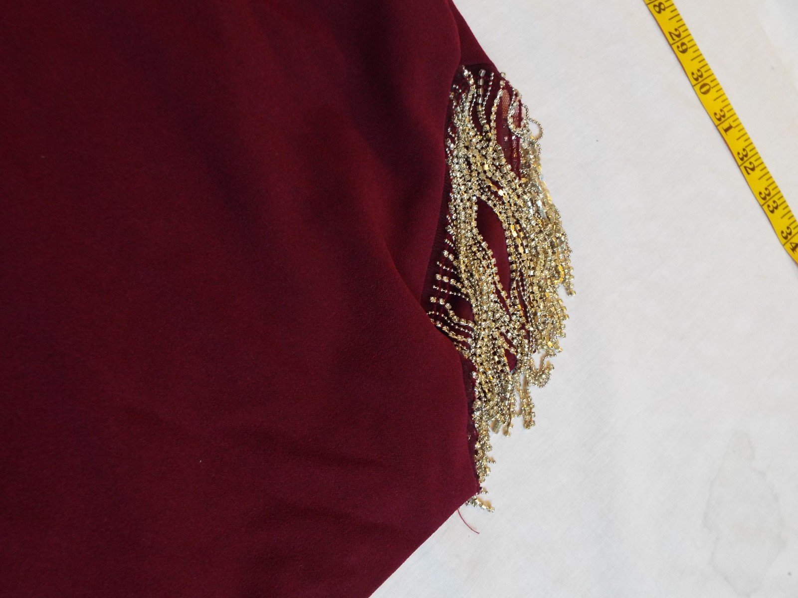 David’s Bridal Burgundy Mesh Maxi Gown Dress Ruched V-Neck Sleeveless Size 3 NWT