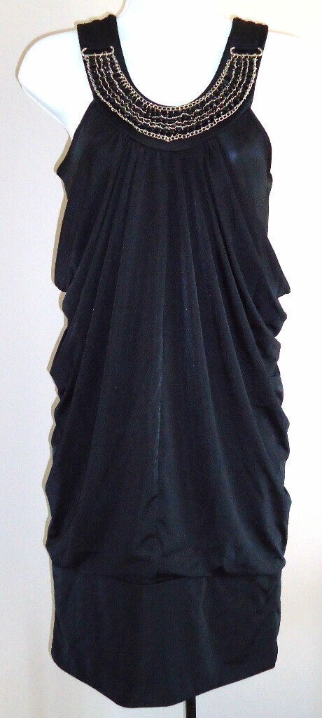NEW LADIES BLACK BEADED 20’S GATSBY CHARLESTON ART DECO DRESS SIZE 10