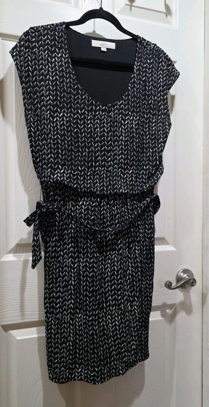 Loft Dress Womens XS Black White Mini A-line Casual Short Ladies