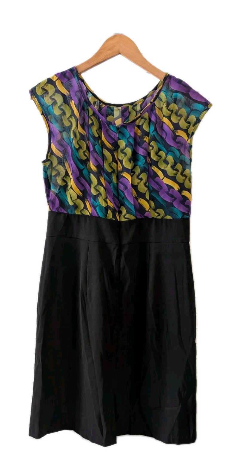 ALYX Dress 12 Black Multicolor Zipup Sleeveless Back Slit Stretch Sheer Line Top