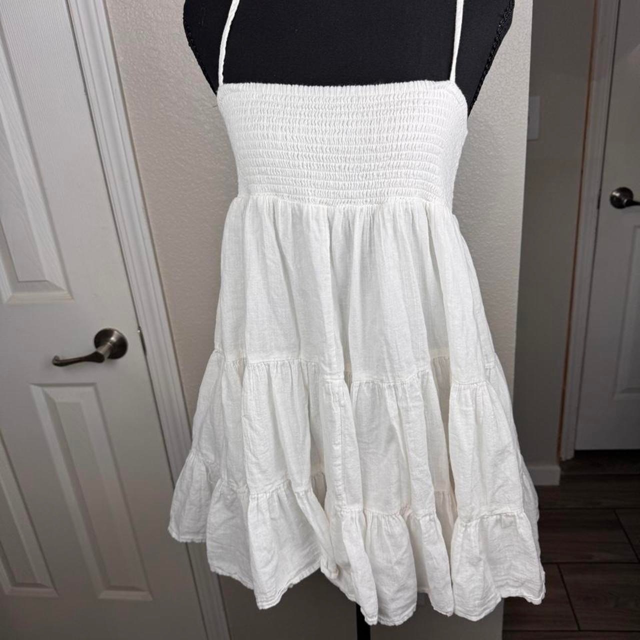 Zara White Babydoll Dress Cotton Adjustable Straps Women’s Summer Mini Flowy