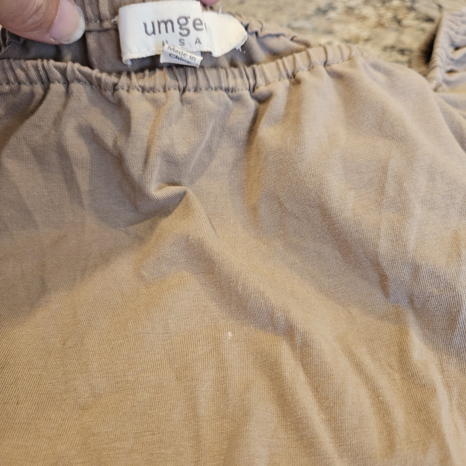 Umgee USA Small Boho Peasant Top Embroidered Floral Fringe Bell Sleeve Taupe