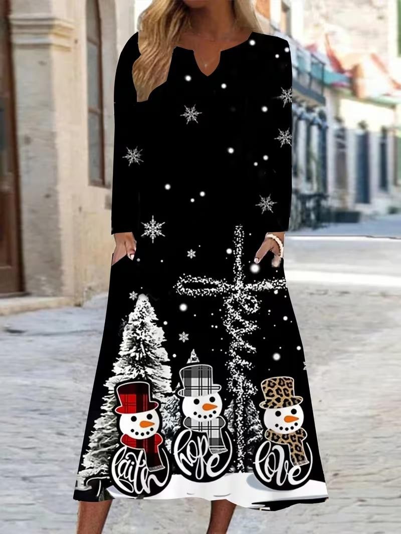 Plus Size Snowman Dress – Holidays Christmas & Pockets ✨New
