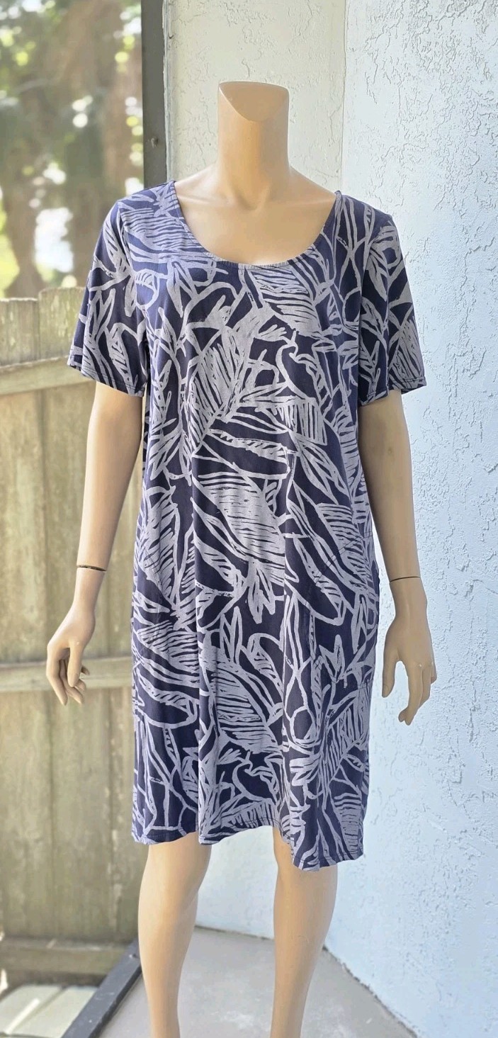 FRESH PRODUCE Leaf T-Shirt Dress Cotton Short Sleeve Knee Length Women’s XL