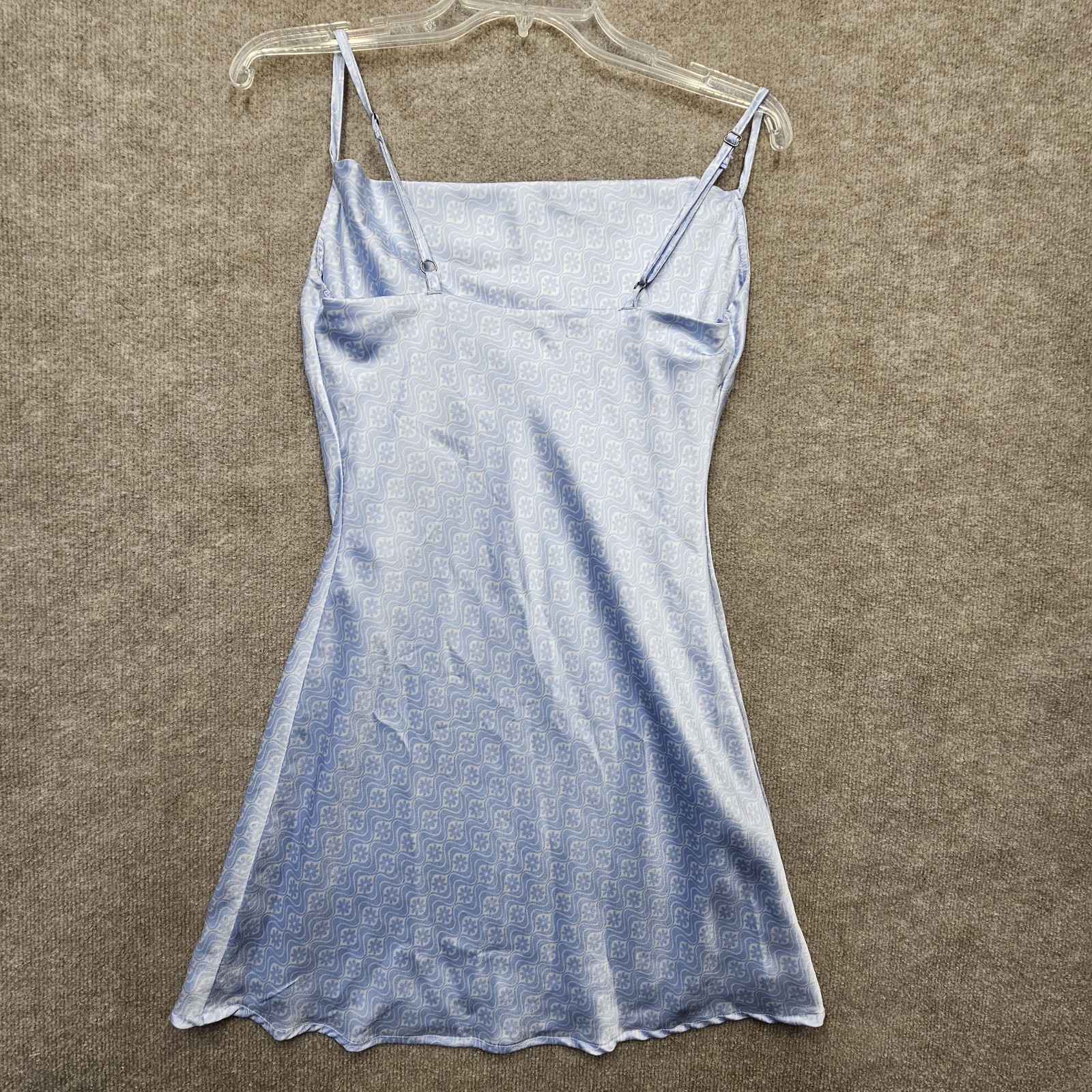 Hollister Silky Blue Slip Dress XS Cowl Neck Adjustable Straps Y2K Mini Satin
