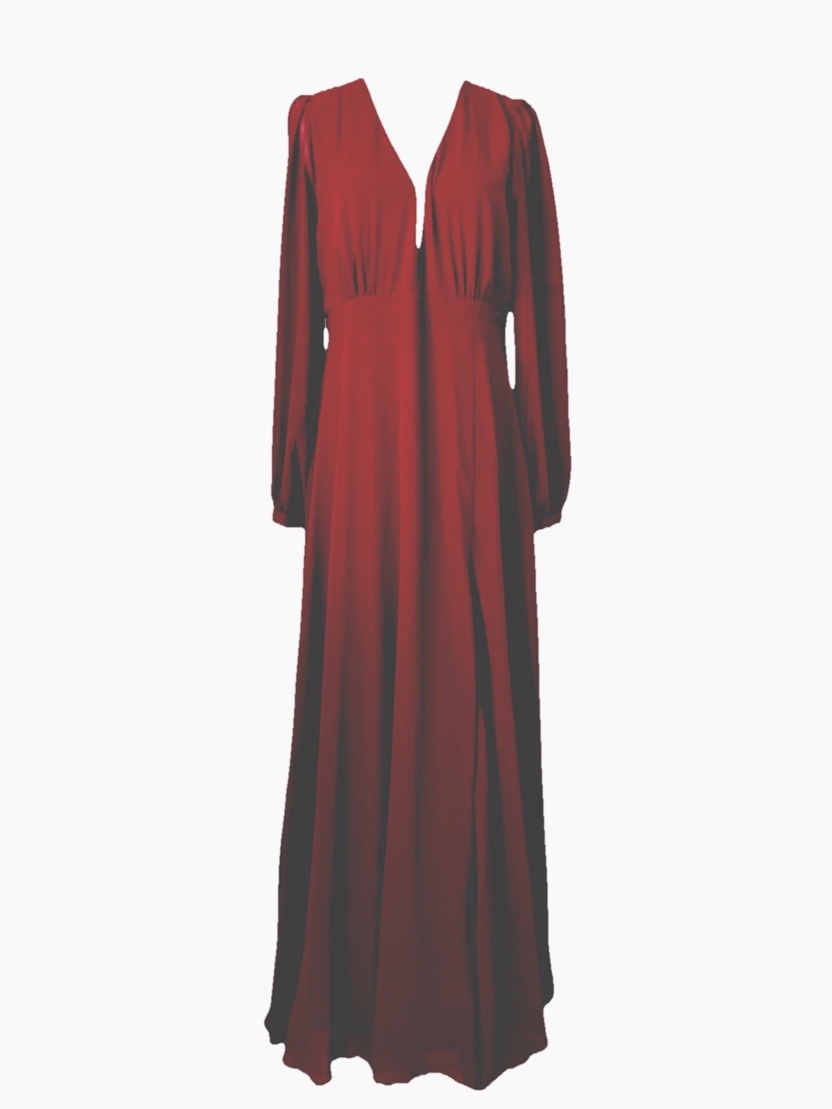 New W/ Tags Lulus Deep Burgundy Evening Dress Sz XL Deep V-Neck Sheer Sleeves