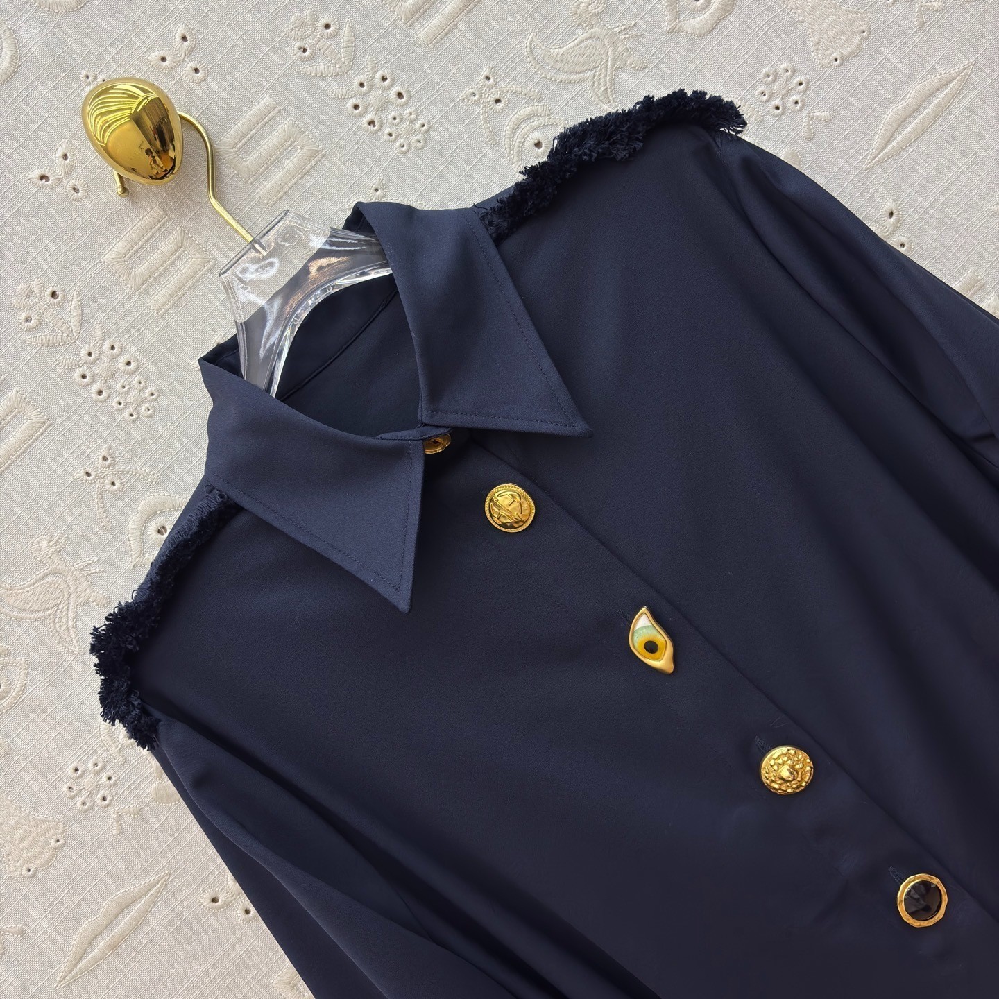 Blue Navy Long Shirt Blue Schiaparelli Dress