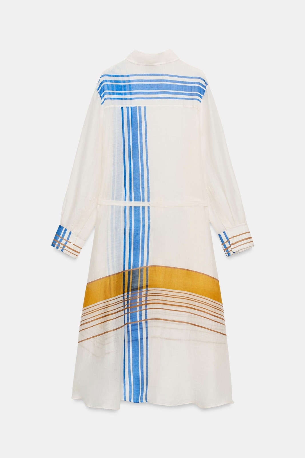 ZARA NEW WOMAN SEMI-SHEER 100% RAMIE SHIRTDRESS BELT ZW COLL XS-M 2226/003/330